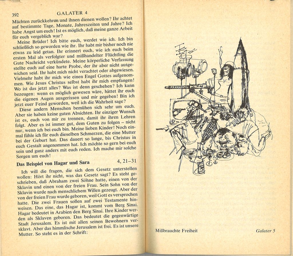 Für die Zeichnungen gewinnt man Grafiker Horst Lemke, bekannt durch die Illustrationen zahlreicher Bücher von Erich Kästner. Mit seinem karikaturhaften Stil übersetzt er die biblischen Motive in die Gegenwart des Jahres 1968: provokant, kommentierend und politisch.